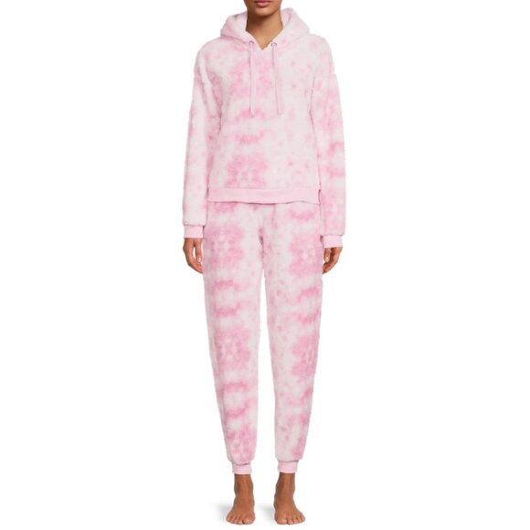 NEW Women's Pajama Gift Set PJs pajamas 2 Piece Hoodie hooded top Pants Pink Top - Picture 11 of 15